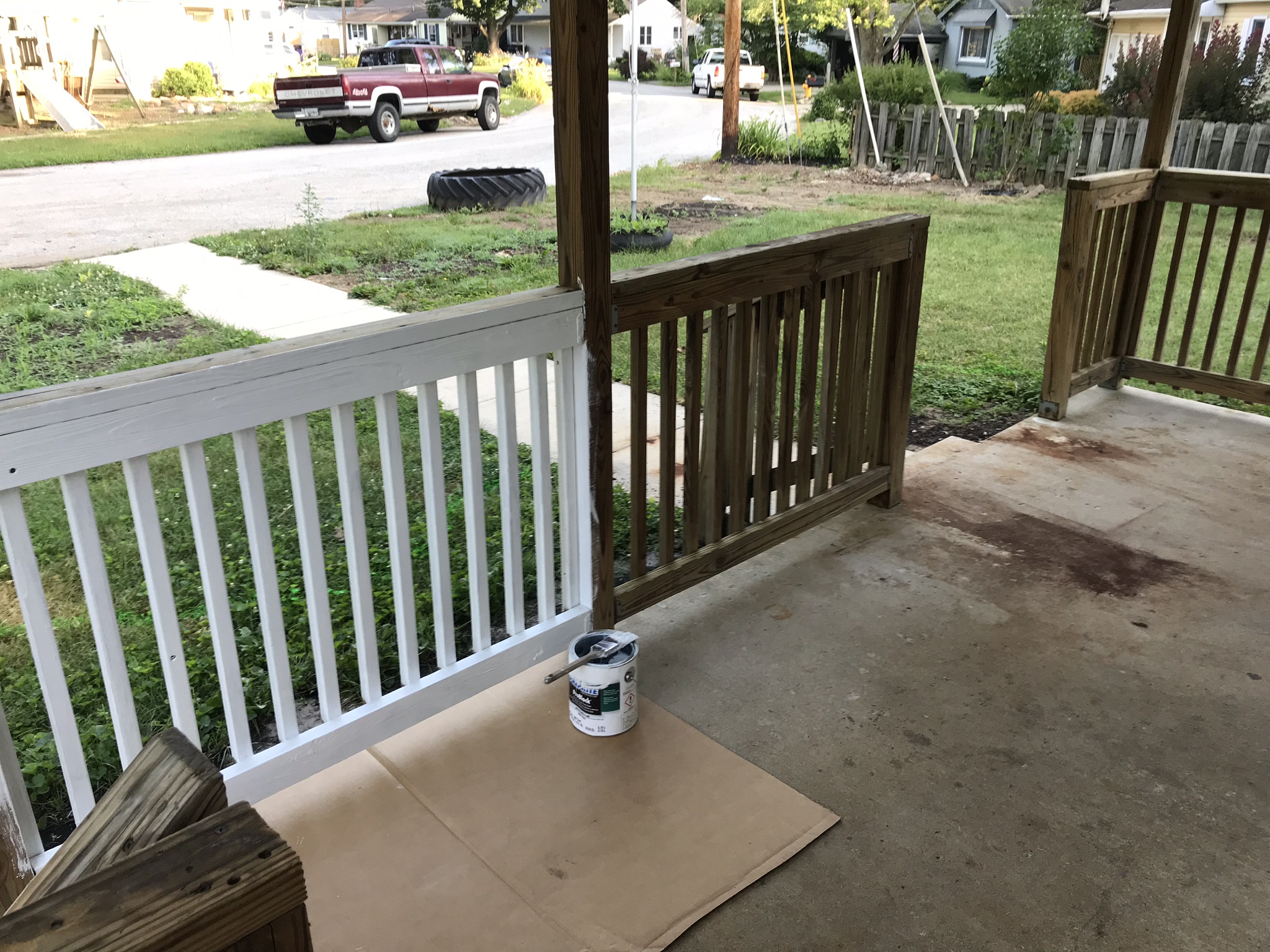 Exterior Banister Paint Job Lafayette IN Before